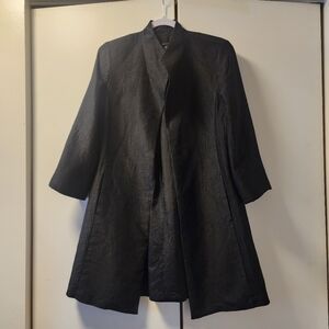 Eileen Fisher Black Silk Kimono Jacket Lagenlook Minimalist XS